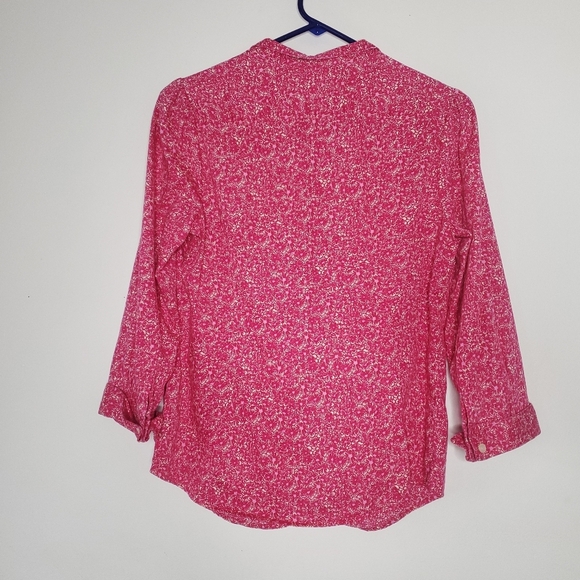 Lilly Pulitzer Floral Button Up Shirt Size 4 Pink Cottagecore Boho Chic Casual - Picture 9 of 10